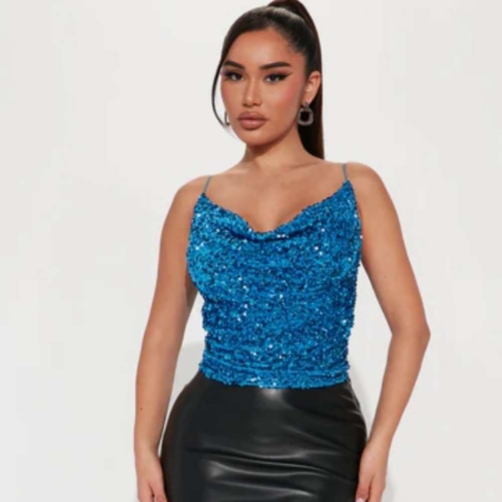 Fashion Nova Vibrant Blue Sequin Top - Picture 6 of 8